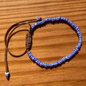 Beaded White and Blue Bracelet